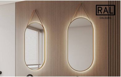 Espejo de baño LED ovalado con correa Inés