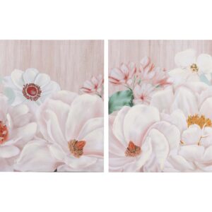 Set 2 lienzos flores 40% pintado a mano 40x2x40 cm