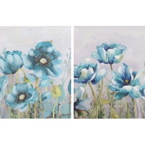 Set 2 lienzos flores 40% pintado a mano 60x3x60 cm