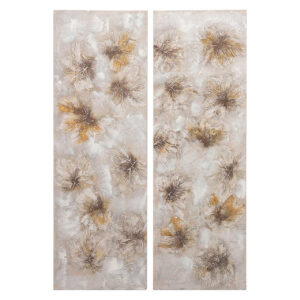 Set 2 lienzos flores 40% pintado mano 40x3x120 cm