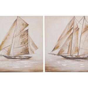 Set 2 lienzos barco 40% pintado mano 60x3x60 cm