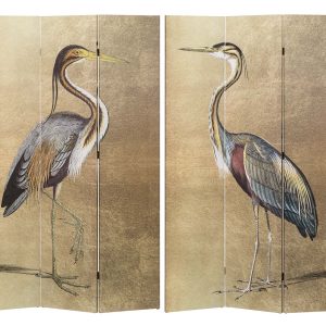 Biombo lienzo garzas 120x3x180 cm