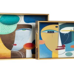 Set 2 bandejas cristal pu 40x30x5 35x25x5 cm