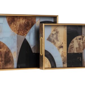 Set 2 bandejas cristal pu 40x30x5 35x25x5 cm