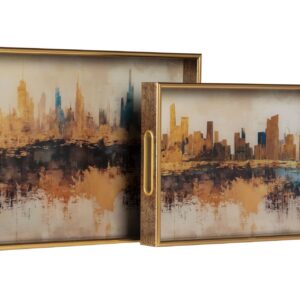 Set 2 bandejas cristal pu 40x30x5 35x25x5 cm