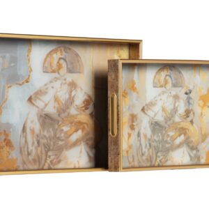 Set 2 bandejas cristal pu 40x30x5 35x25x5 cm