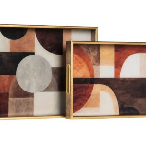 Set 2 bandejas cristal pu 40x30x5 35x25x5 cm