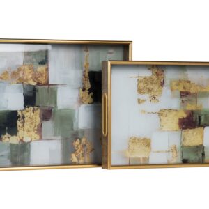 Set 2 bandejas cristal pu 40x30x5 35x25x5 cm