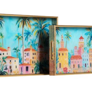 Set 2 bandejas cristal pu 40x30x5 35x25x5 cm