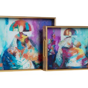 Set 2 bandejas cristal pu 40x30x5 35x25x5 cm