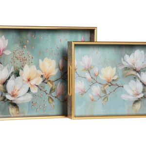 Set 2 bandejas cristal pu 40x30x5 35x25x5 cm