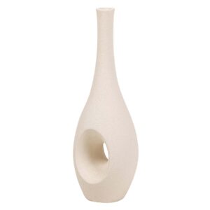 Jarrón cerámica beige 17x17x50 cm