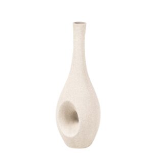 Jarrón cerámica beige 15x15x40 cm