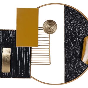 Adorno pared metal negro blanco 88x5x60 cm
