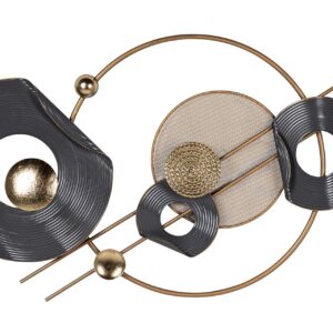 Adorno pared metal negro dorado 91x5x50 cm