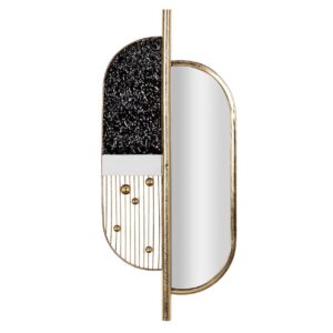 Adorno pared metal espejo negro dorado 39x3x90 cm
