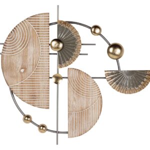 Adorno pared metal marrón dorado 84x5x67 cm
