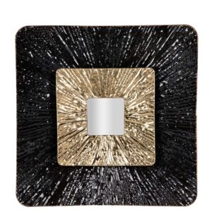 Adorno pared metal espejo dorado negro 53x7x53 cm
