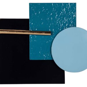Adorno pared metal azul negro 74x6x58 cm