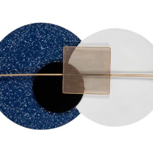 Adorno pared metal azul blanco 84x3x42 cm