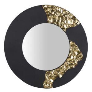 Espejo metal redondo negro dorado 90x3x90 cm