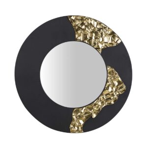 Espejo metal redondo negro dorado 70x3x70 cm