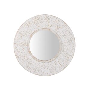 Espejo metal redondo beige 45x8x45 cm