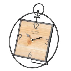 Reloj sobremesa metal madera 23x7x26,5 cm