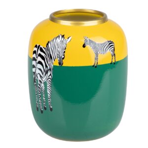 Jarrón cerámica cebra amarillo verde 17x17x21 cm
