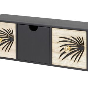 Joyero 3 cajones madera talla 40x12x14 cm