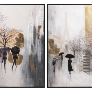 Set 2 cuadros boulevard marco dorado 70x4x100 cm