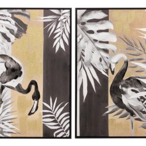 Set 2 cuadros flores con marco negro 60x4x80 cm