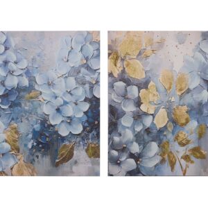 Set 2 lienzos flores 40% pintado a mano 60x3x60 cm
