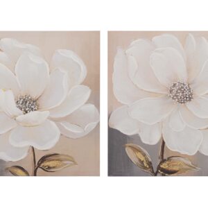 Set 2 lienzos flores 40% pintado a mano 60x3x60 cm