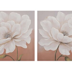 Set 2 lienzos flores 40% pintado a mano 60x3x60 cm