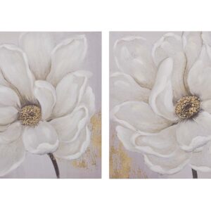 Set 2 lienzos flores 40% pintado a mano 60x3x60 cm