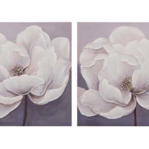 Set 2 lienzos flores 40% pintado a mano 60x3x60 cm