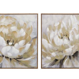 Set 2 cuadros flores 80% pintado a mano 80x4x80 cm