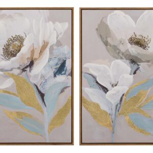Set 2 cuadros flores 80% pintado a mano 50x4x70 cm