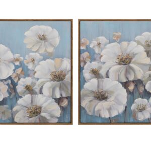 Set 2 cuadros flores 80% pintado a mano 60x4x60 cm