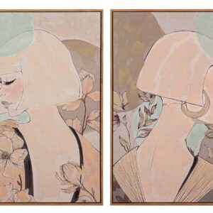 Set 2 cuadros mujeres 80% pintado a mano 60x4x80 cm