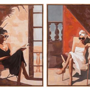 Set 2 cuadros mujeres 80% pintado a mano 60x4x80 cm