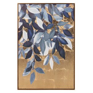 Cuadro hojas 80% pintado a mano y foil 80x4x120 cm