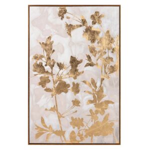 Cuadro flor 80% pintado a mano y foil 80x4x120 cm