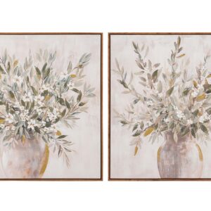 Set 2 cuadros jarrónes 80%pintado a mano 80x4x80 cm