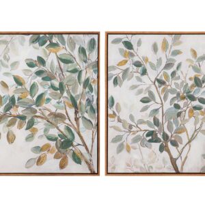 Set 2 cuadros flores 80% pintado a mano 60x4x60 cm