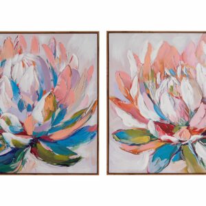 Set 2 cuadros flores 80%pintado a mano 80x4x80 cm