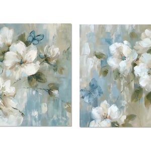 Set 2 lienzos flores 30% pintado a mano 60x3x60 cm