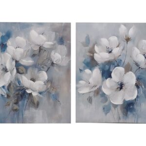 Set 2 lienzos flores 30% pintado a mano 60x3x60 cm