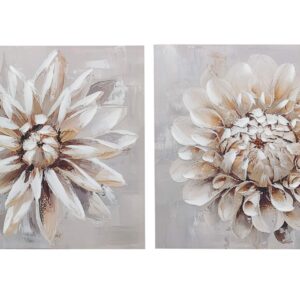 Set 2 lienzos flores 30% pintado a mano 60x3x60 cm